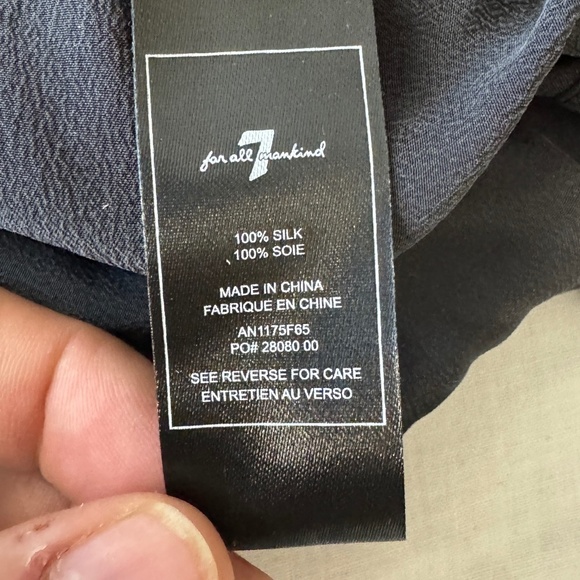 7 For All Mankind Women's 100% Silk Short Sleeve Oversized Top Small Tie Waist - Picture 7 of 13